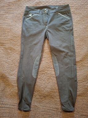 32L Women's Gray Riding Leggings with Knee Patches